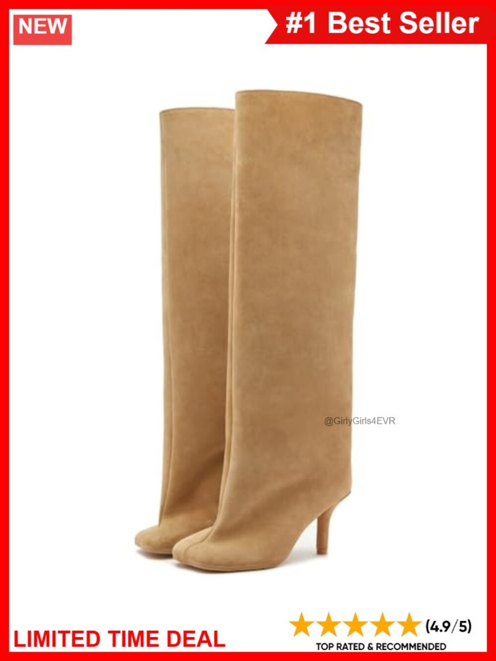 Knee High Boots Wide Calf Square Toe Stiletto Suede Heeled Pull On Fall Winter